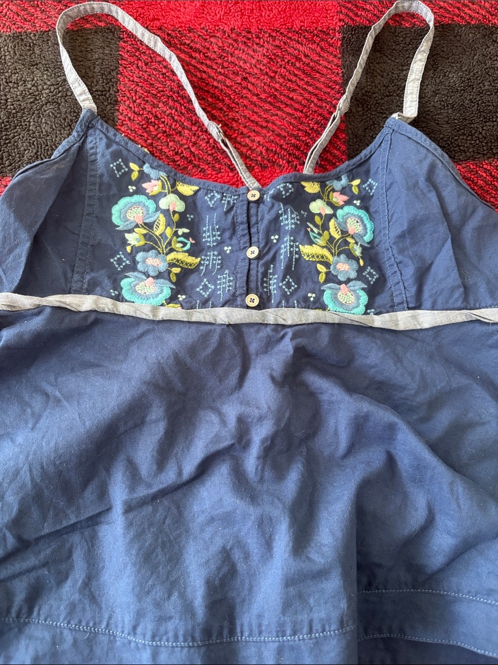 Abercrombie & Fitch Navy Floral Embroidered Sundress Vintage